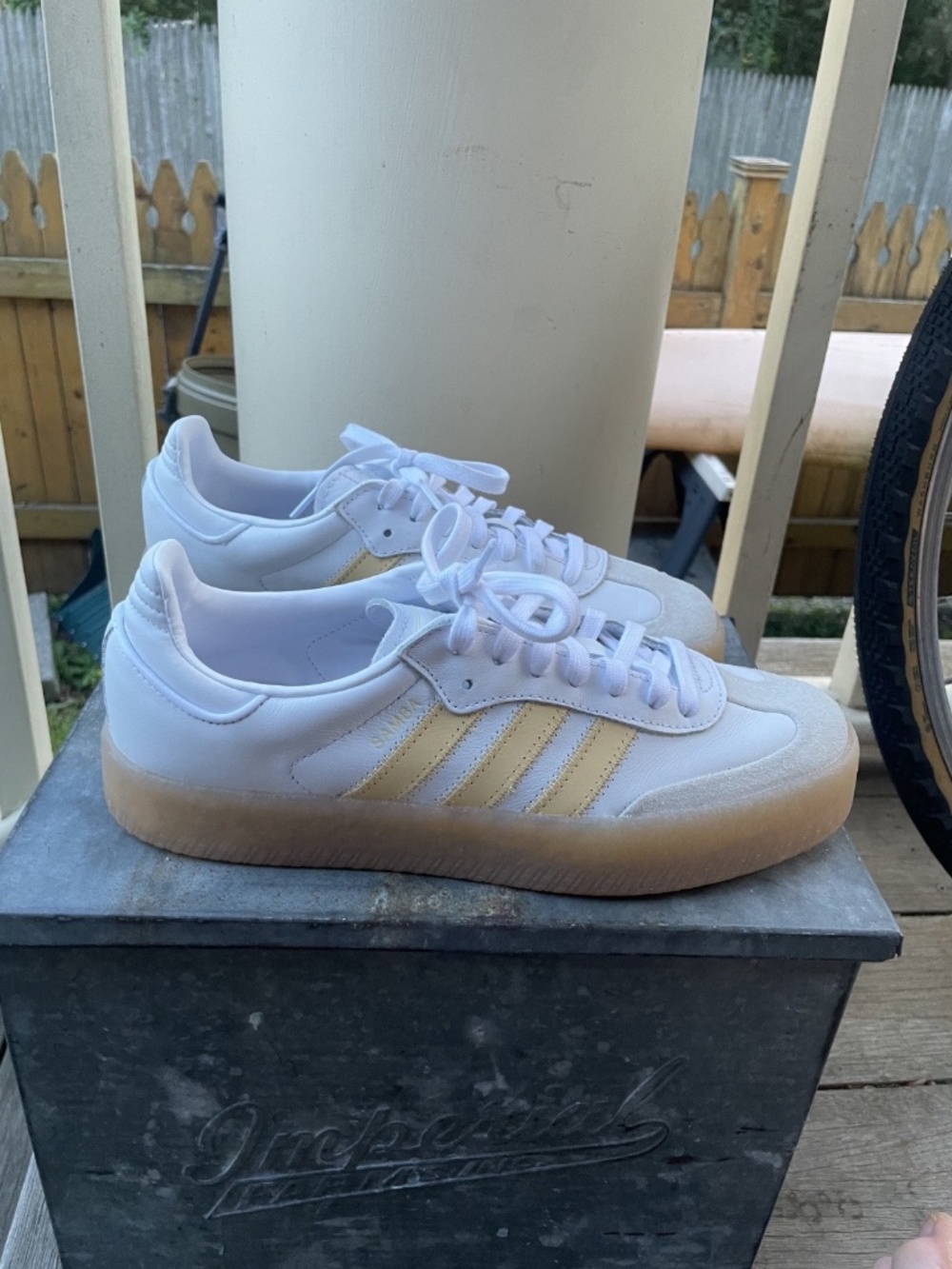 Women's Sambae Platform Shoes Sneakers Size 10 Yellow/Tangerine Stripes - Picture 8 of 11